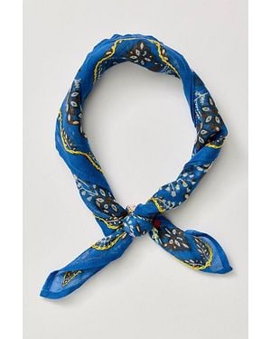 Chan Luu Embroidered Floral Bandana - Blue
