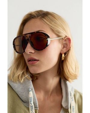 Free People Sunday Afternoon Oversized Aviator Sunglasses - Brown