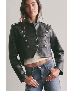 Free People Ryland Vegan Leather Band Jacket By - Green