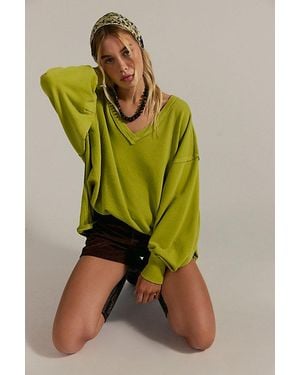 Free People Venice V-Neck Sweatshirt - Green