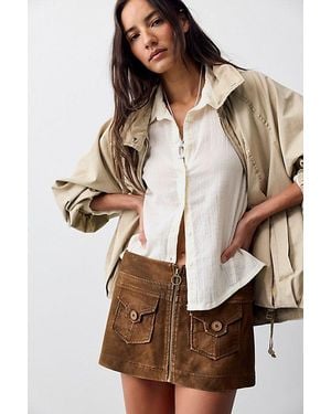 Free People Halyard Vegan Suede Mini Skirt By - Natural