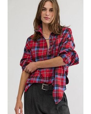 Free People Lexi Plaid Button Down Top - Red
