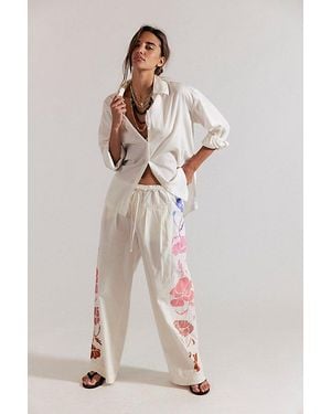 Free People Hudson Canyon Side Printed Pull-On Trousers - Natural