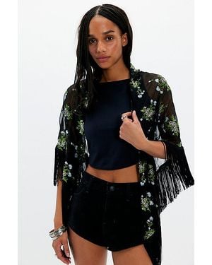 Anna Sui Bluebell Embroidered Shawl - Black