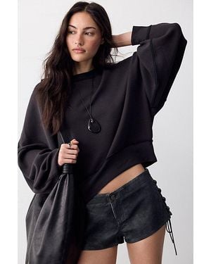 Free People Sun Siren Vegan Suede Micro Shorts - Black