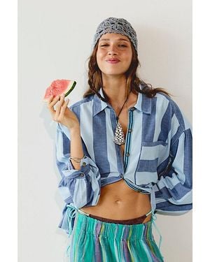 Free People Cora Crochet Knit Skull Cap - Blue
