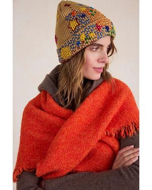 Free People De Sienna Embroidered Beanie - Yellow