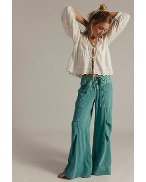 Free People Sky Riser Knit Wide-Leg Trousers - Green
