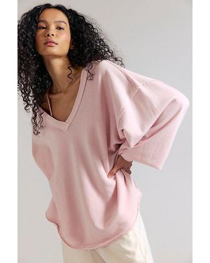 Free People Venice V-Neck Sweatshirt - Pink