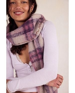 Free People Highland Plaid Skinny Scarf - Purple