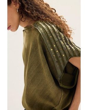 Free People Studded Glory Tee - Green