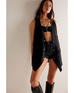 Free People Low Rider Suede Waistcoat Jacket - Brown