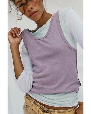 Free People Tinsley Twofer Short Sleeve Top - Purple