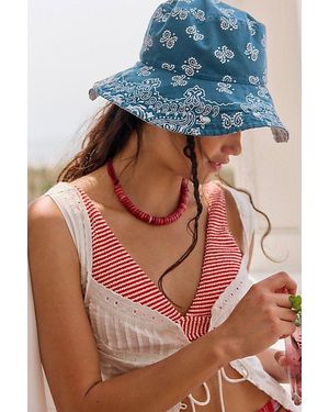 Free People Bandana Bucket Hat - Blue