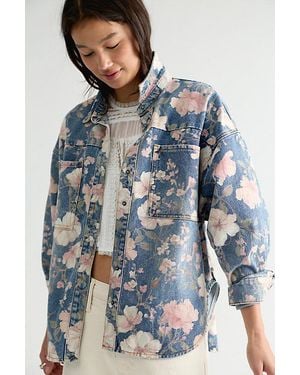 One Teaspoon Lovelorn Bloom Daria Button Down Shirt - Blue