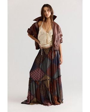 Free People Single Whip Printed Maxi Skirt - Brown