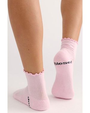 DOUBLESOUL Ruffle Quarter Socks - Pink