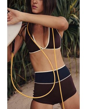 Seea Darla High-Waisted Boyshort Surf Bottoms - Black