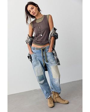 Free People Moxie Pull-on Barrel Jeans At Free People In Truest Blue, Size: 24