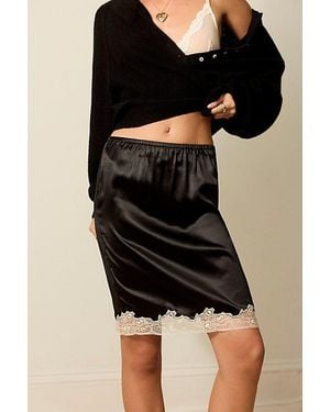 Only Hearts Silk Charmeuse Knee-Length Slip Skirt - Black