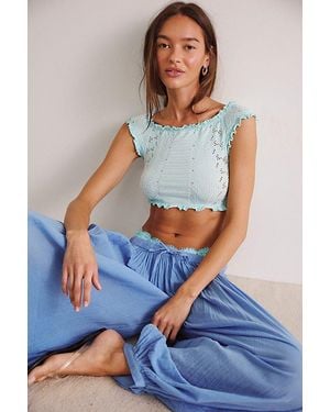 Intimately By Free People So Soft Frill Seamless Micro Crop Top By - Blue