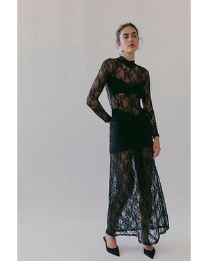 Nightcap Drop Waist Lace Maxi Dress - Black