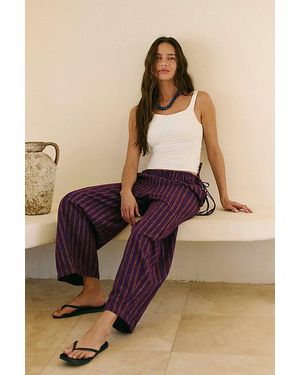 free-est Sun Dazed Cotton-Linen Striped Trousers By - Multicolour