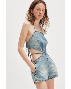 One Teaspoon 90S Denim Backless Jumpsuit - Blue