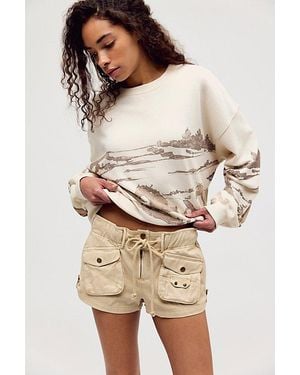 Daydreamer Running Horses Oversized Crewneck By - Natural