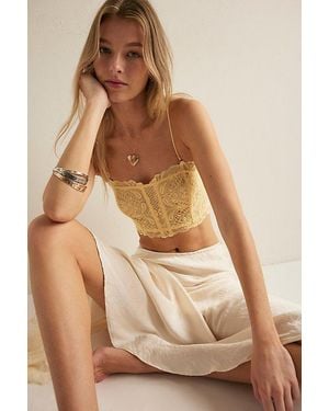 Free People Moonlit Meadow Lace Strapless Corset Bralette - Brown