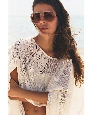 Free People Janis Detail Aviator Sunglasses - Brown