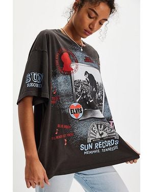 Daydreamer Elvis Presley Oversized Sun Records Tee By - Grey