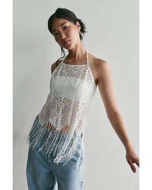 For Love & Lemons Siren Fringe Top - Natural