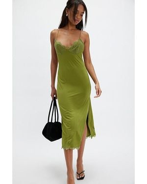 Intimately By Free People Hit It Off Midi Slip By - Green