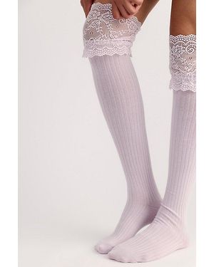 Free People Viola Lace Over-The-Knee Socks - Pink
