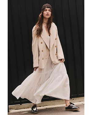 Free People Dean Double Breasted Blazer Jacket - Natural