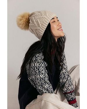 Free People Cable Knit Pom Beanie - Black