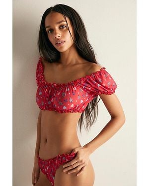 Only Hearts Heartbreaker Eva Printed Top - Red