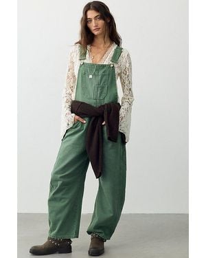 Free People Good Luck Barrel Dungarees - Green