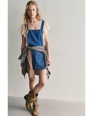 Free People We The Free Beau Apron Denim Skirtall - Blue