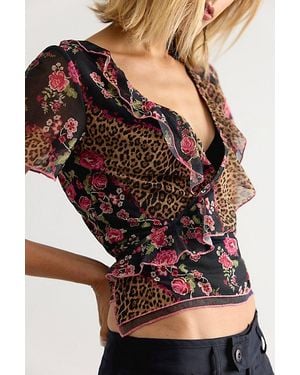 Free People Myrtle Printed Wrap Top - Brown