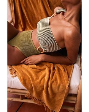 Cleonie Swim Shell Maillot Smocked One-piece Swimsuit - Brown