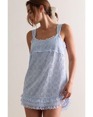 Intimately By Free People Dream Haze Embroidered Nightie By - Blue