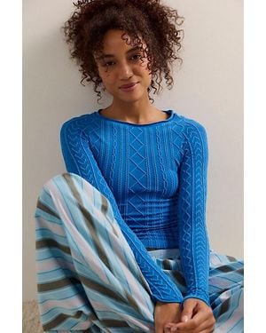 Intimately By Free People So Soft Seamless Modal Cable Long Sleeve By - Blue