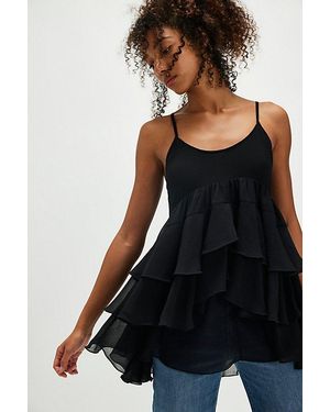 Free People Tiered Ruffle Babydoll Mini Slip - Black