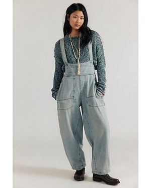 Free People Felix Denim Dungarees - Blue