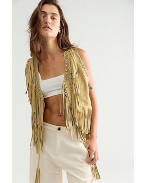 Urban Outfitters Suede Fringe Vest - Natural