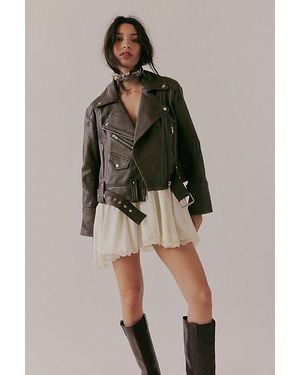 Free People Mina Leather Jacket - Brown