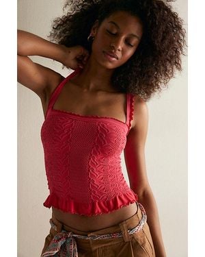 Intimately By Free People So Soft Frill Square Neck Tank Top By - Red