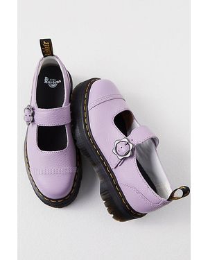 Dr. Martens Addina Flower Buckle Leather Platform Shoes - Purple